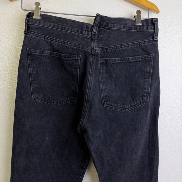 Agolde Criss Cross High Waist Jeans 29 Womens Black Shambles Cotton Frayed - Picture 6 of 10